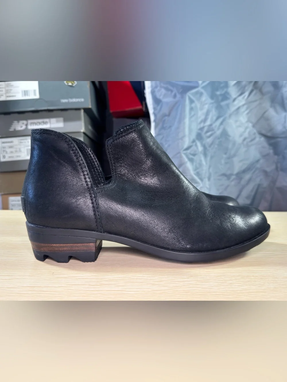 Sorel Black Cutout Leather Ankle Booties